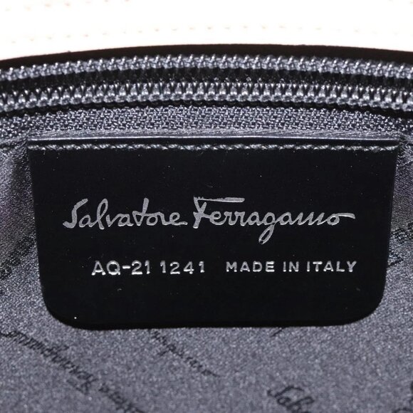 Salvatore Ferragamo Tote Bag Enamel Black Silver Auth - Picture 14 of 16